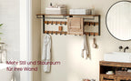 VASAGLE Wall wardrobe with Wall Shelf with 10 Removable Hooks Wall Mounted 2 Cloakroom Lits
