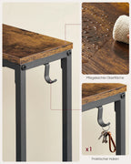 VASAGLE Console table, corridor table, narrow design, 15x100x80 cm, with charging station, Hook