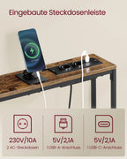 VASAGLE Console table, corridor table, narrow design, 15x100x80 cm, with charging station, Hook