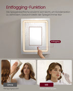VASAGLE Wall cabinet with mirror and LED lighting, bathroom wardrobe with sockets strip