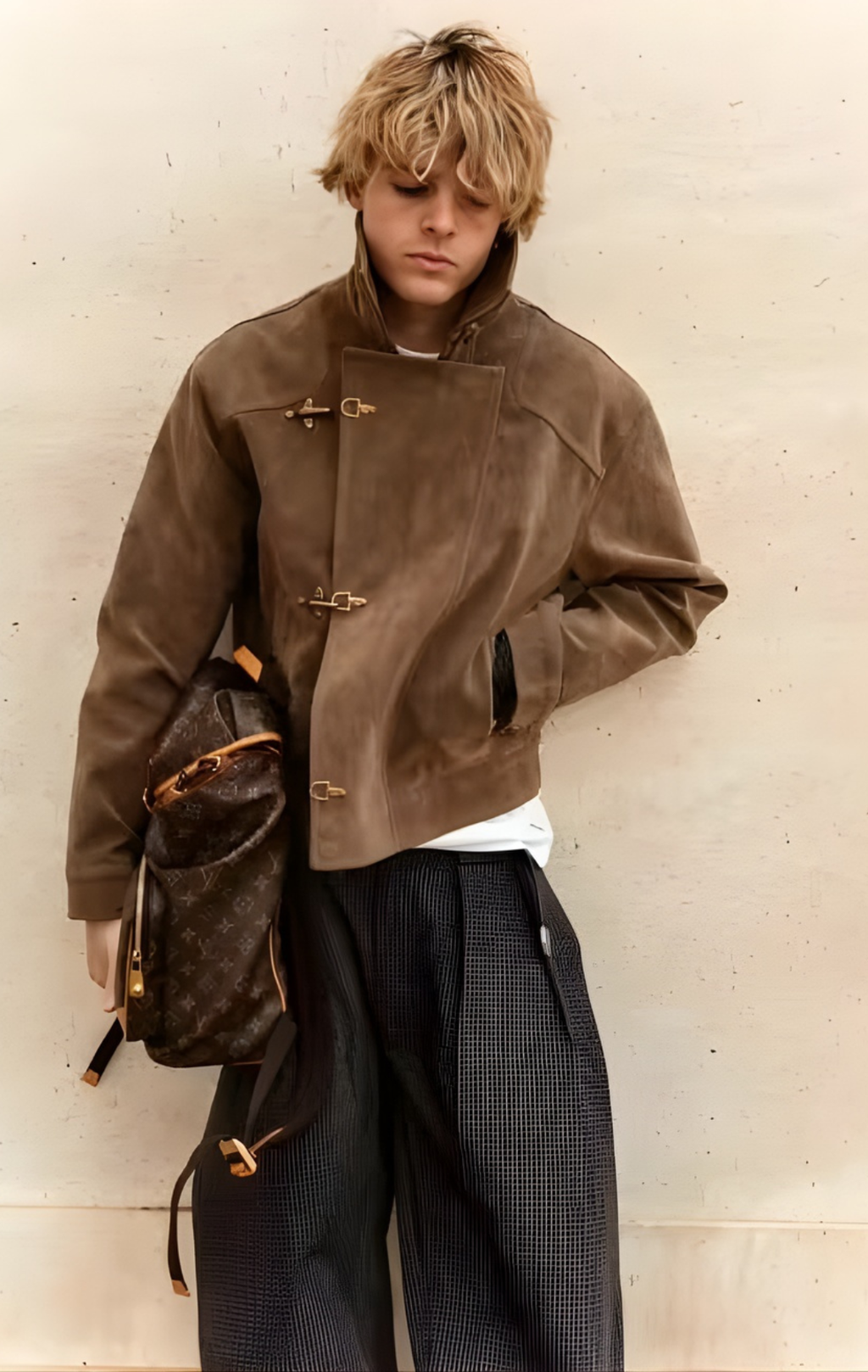 HIGH NECK SNAP CLOSURE METAL BUTTON JACKET