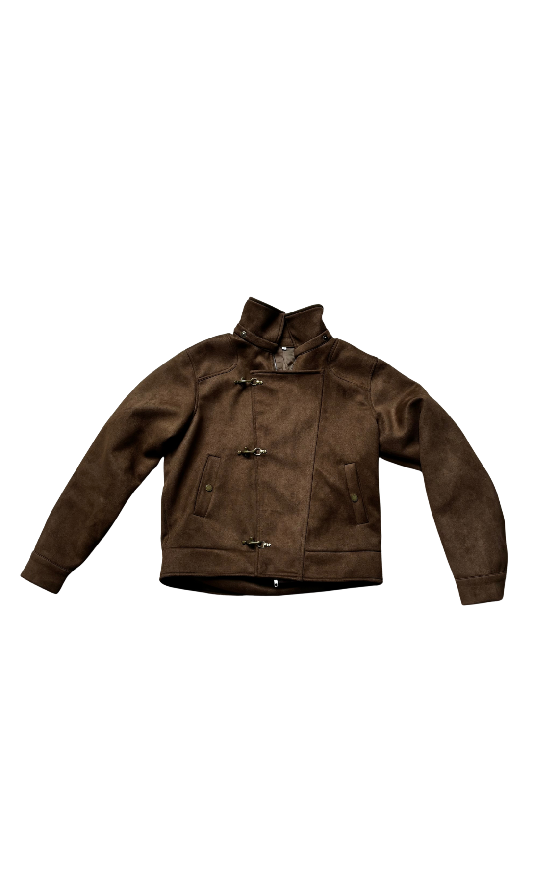 HIGH NECK SNAP CLOSURE METAL BUTTON JACKET