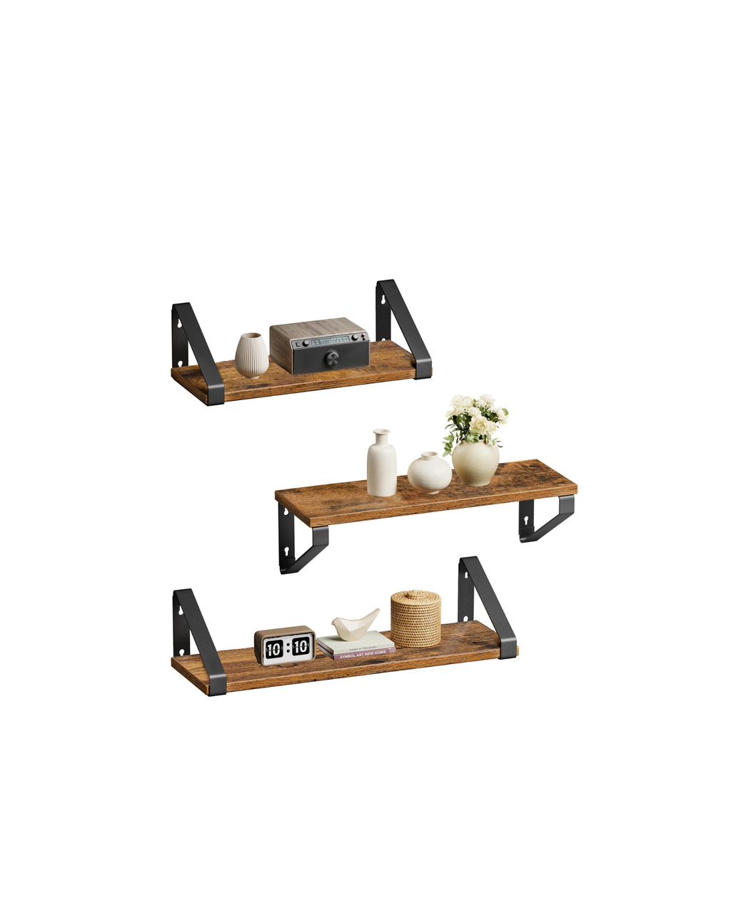 VASAGLE wall shelf industrial design suspension rack set of 3 wall mounted