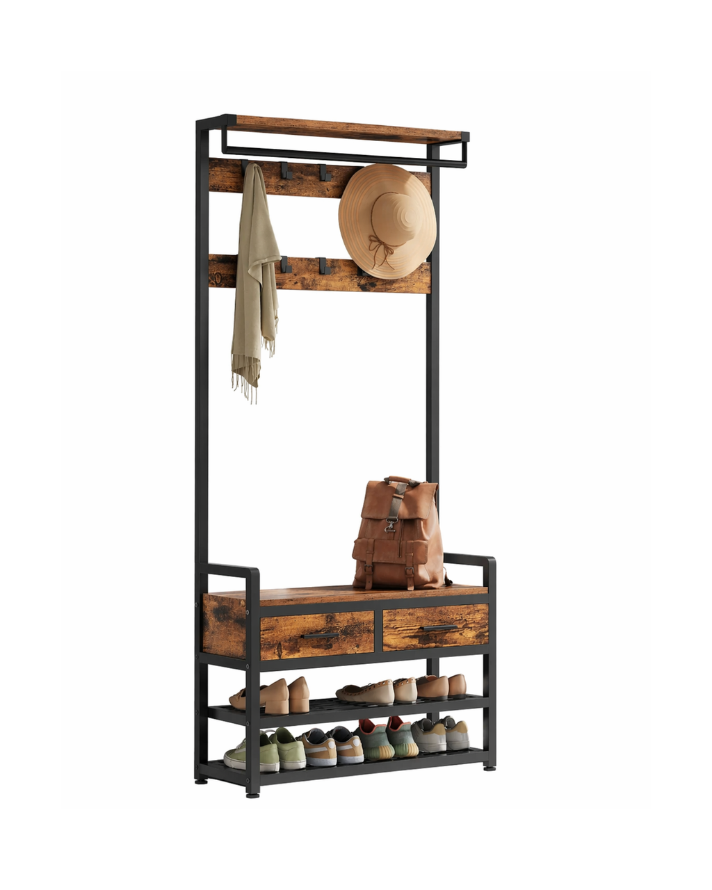 VASAGLE coat rack, Separable Design, coat rack with Shoe Bench