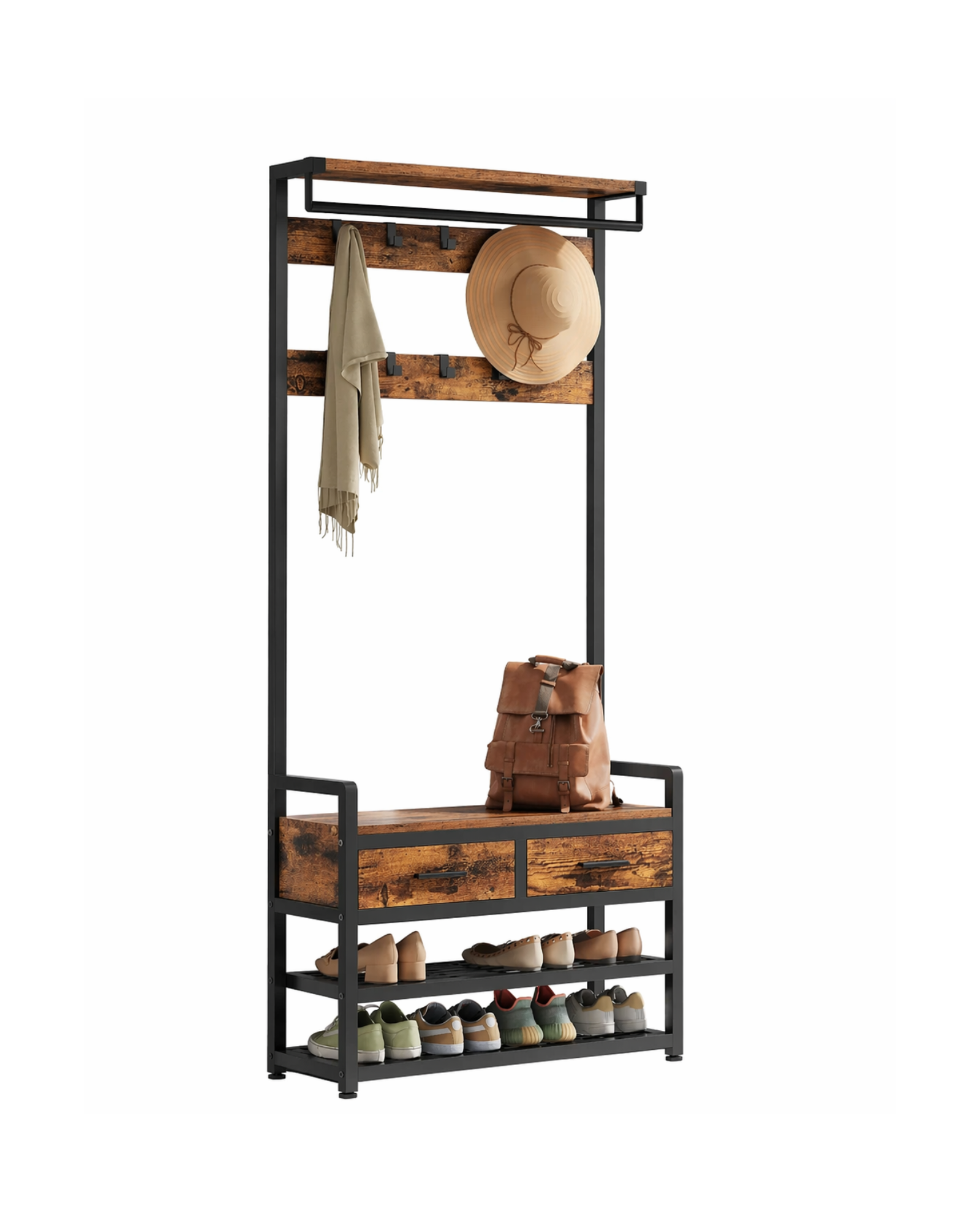 VASAGLE coat rack, Separable Design, coat rack with Shoe Bench