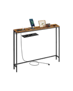 VASAGLE Console table, corridor table, narrow design, 15x100x80 cm, with charging station, Hook