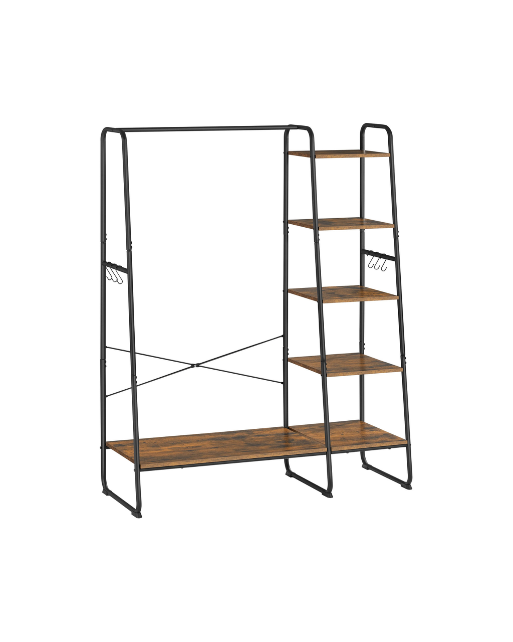 VASAGLE dresses stand, with dresses Rod, shoe shelf, 6 removable hooks