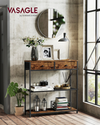 VASAGLE Console table, side table with 2 fabric drawers, hallway table, 24x76x80cm