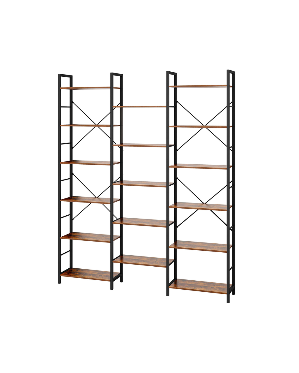 Bookcase, Standing Shelf with 17 Shelves, Adjustable Spacing, Book Shelf with Metal Frame, for Living Room, Bedroom