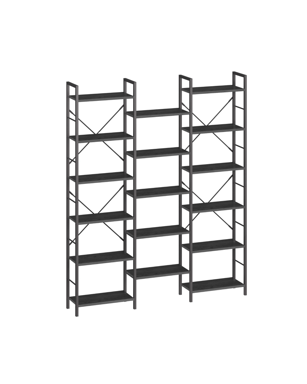 Bookcase, Standing Shelf with 17 Shelves, Adjustable Spacing, Book Shelf with Metal Frame, for Living Room, Bedroom