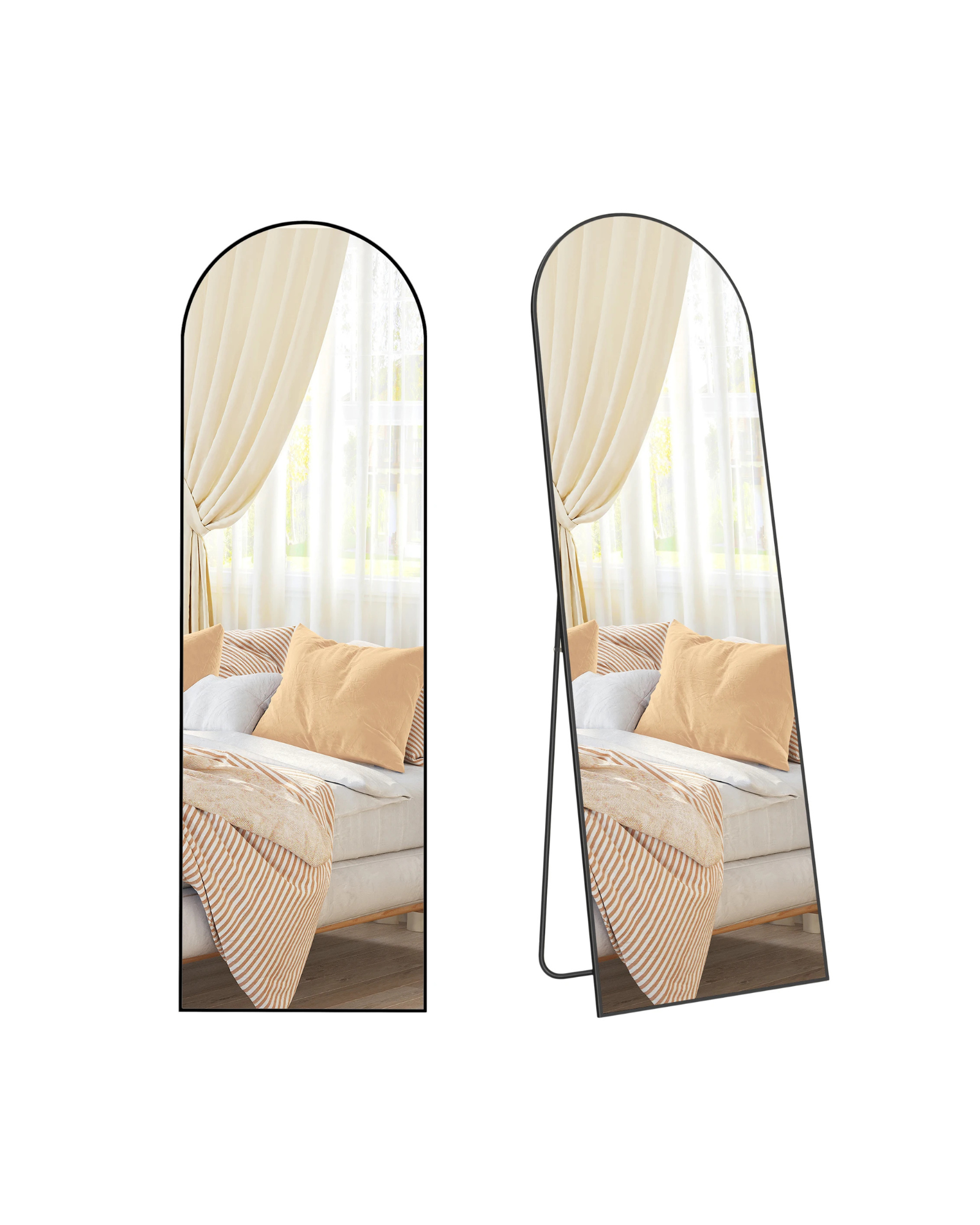 SONGMICS full-length mirror arched stand mirror aluminum alloy frame tempered glass