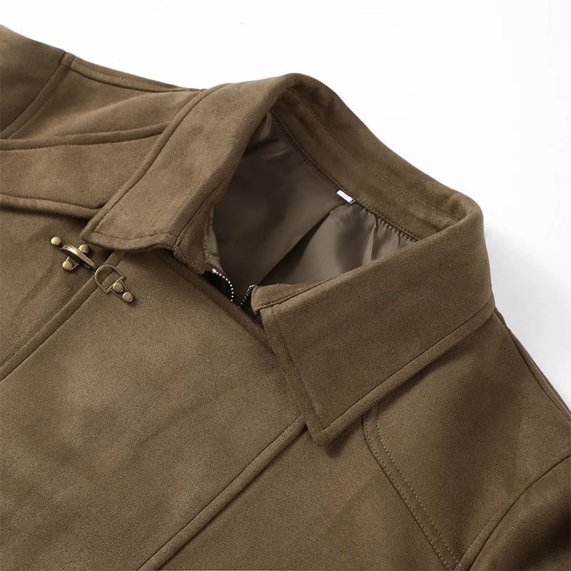 HIGH NECK SNAP CLOSURE METAL BUTTON JACKET