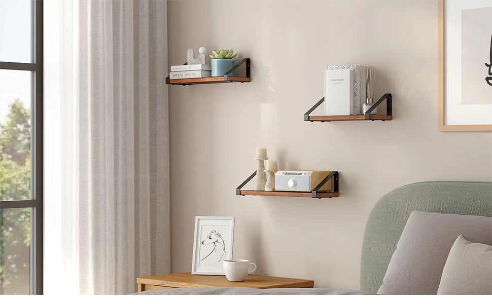 VASAGLE wall shelf industrial design suspension rack set of 3 wall mounted