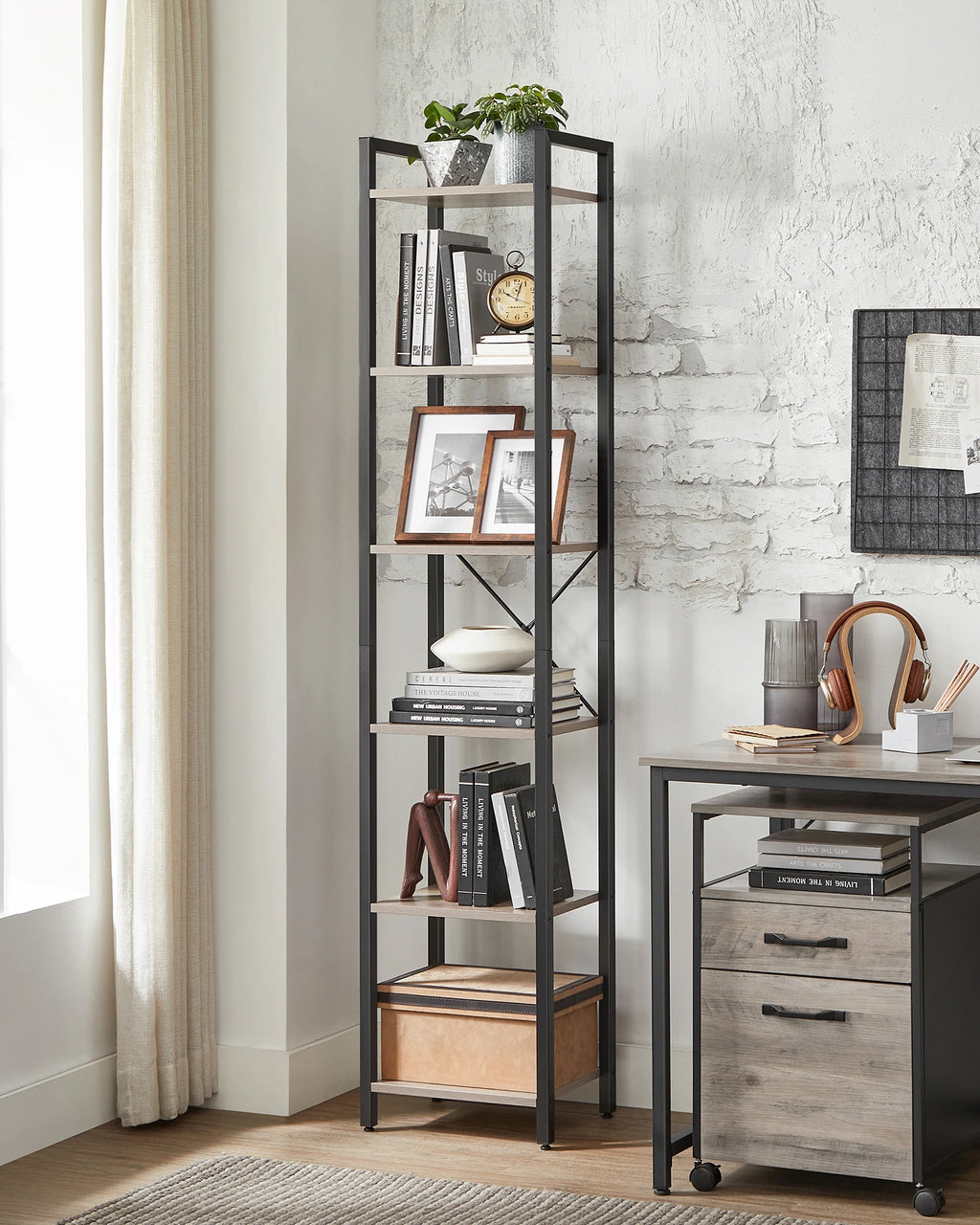 SONGMICS shoe rack / bookcase with 10 compartments, shoe cabinet, 30x40x30 cm per compartment, narrow, with doors, steel frame