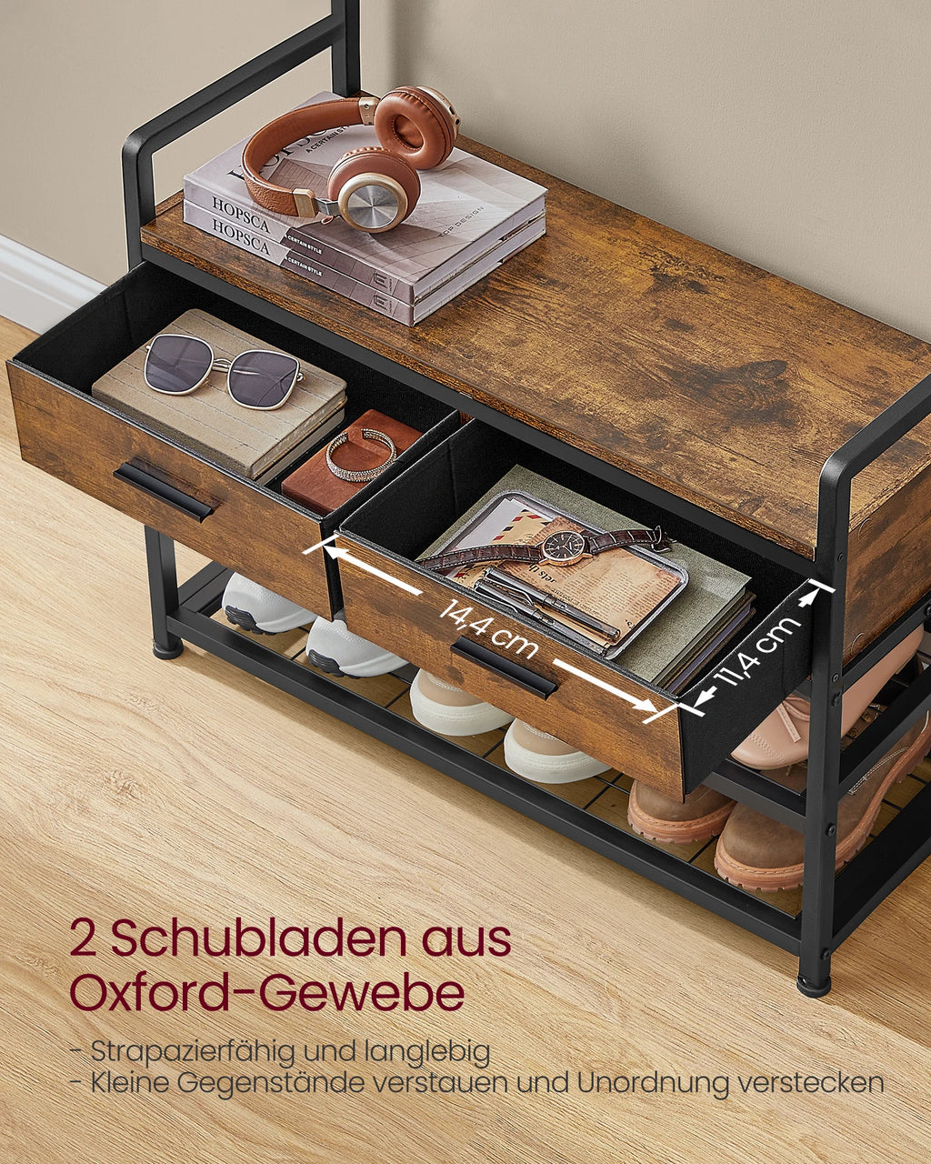 VASAGLE coat rack, Separable Design, coat rack with Shoe Bench