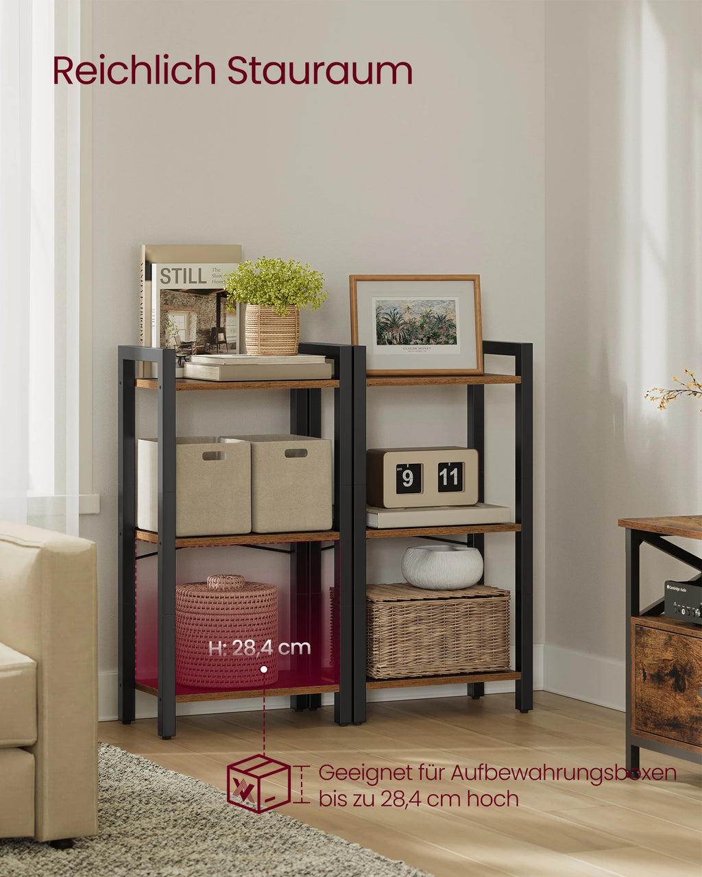 VASAGLE 3-level office Shelf Open Shelf office living room Bedroom Shelf Bookshelf