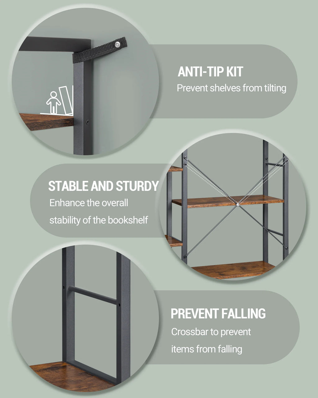 Bookcase, Standing Shelf with 17 Shelves, Adjustable Spacing, Book Shelf with Metal Frame, for Living Room, Bedroom