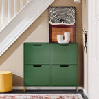 SoBuy FSR100 4 flap shoe rack 8 shelf surface shoe cabinet narrow shoe chest of drawers shoe shelf