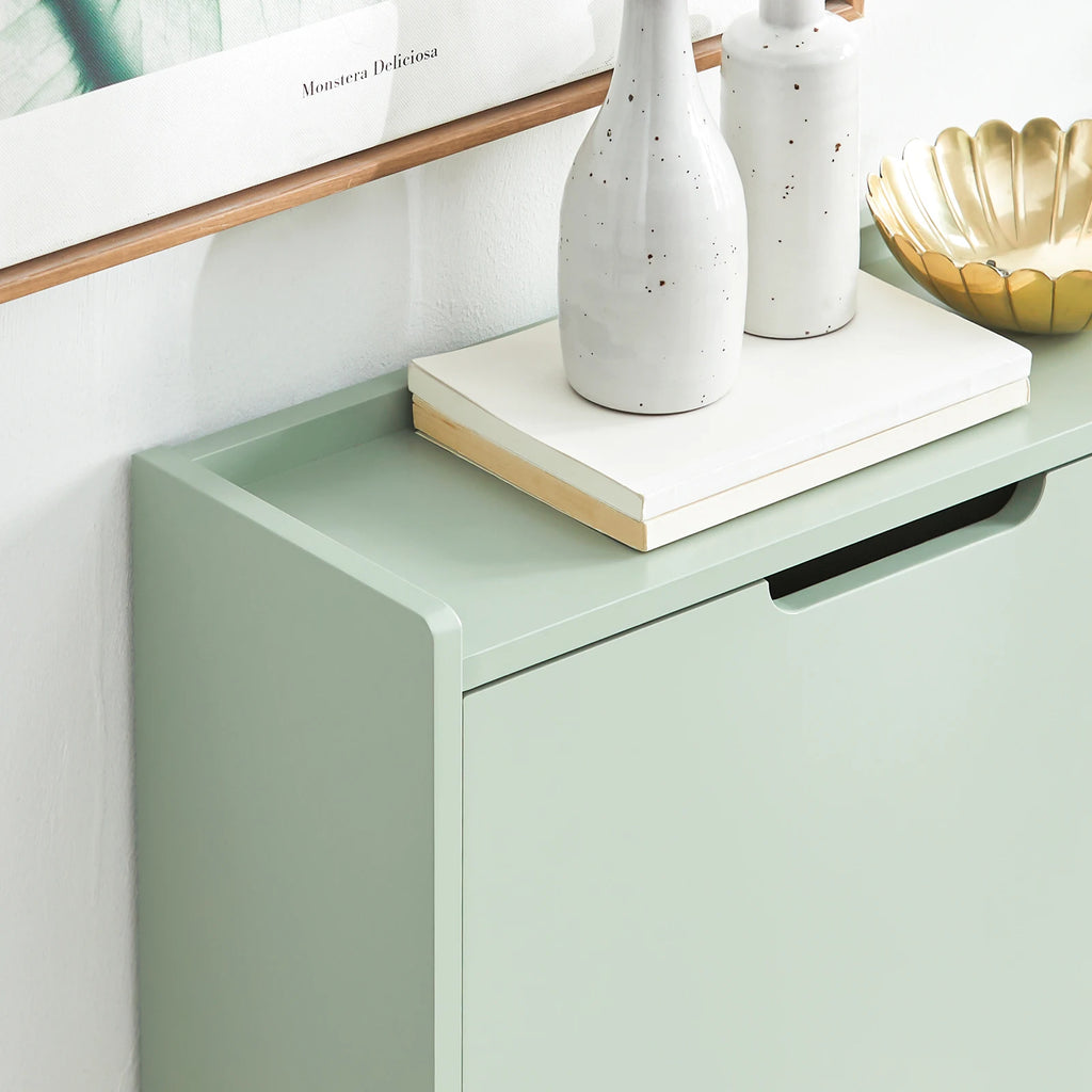 SoBuy FSR100 4 flap shoe rack 8 shelf surface shoe cabinet narrow shoe chest of drawers shoe shelf
