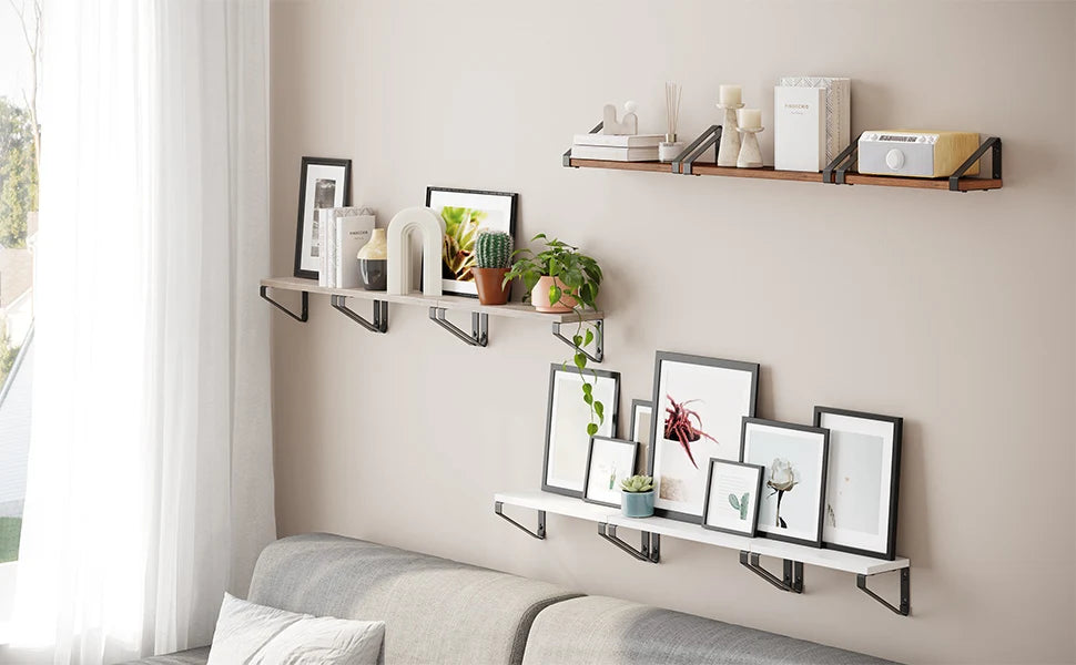 VASAGLE wall shelf industrial design suspension rack set of 3 wall mounted