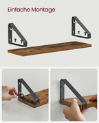 VASAGLE wall shelf industrial design suspension rack set of 3 wall mounted