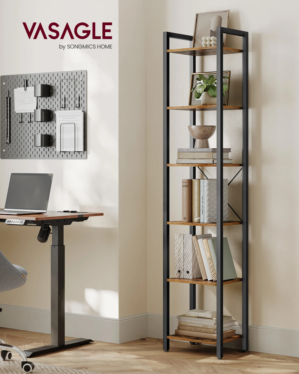 SONGMICS shoe rack / bookcase with 10 compartments, shoe cabinet, 30x40x30 cm per compartment, narrow, with doors, steel frame