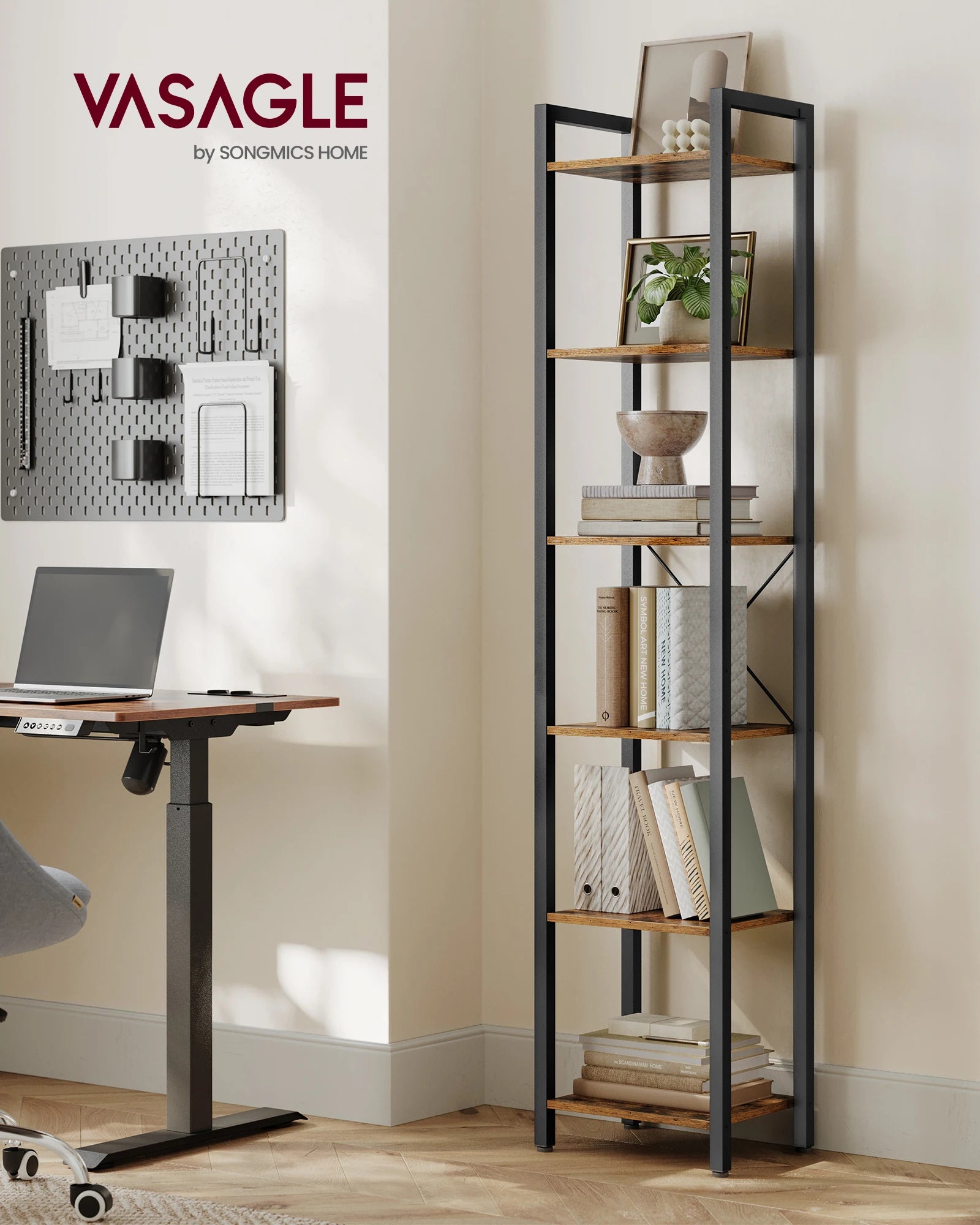 SONGMICS shoe rack / bookcase with 10 compartments, shoe cabinet, 30x40x30 cm per compartment, narrow, with doors, steel frame
