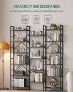 Bookcase, Standing Shelf with 17 Shelves, Adjustable Spacing, Book Shelf with Metal Frame, for Living Room, Bedroom