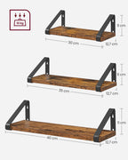 VASAGLE wall shelf industrial design suspension rack set of 3 wall mounted
