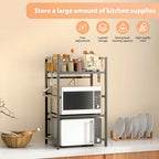Kitchen Storage Rack Metal Condiment Organizer Shelf Expandable Microwave Shelf Height Adjustable
