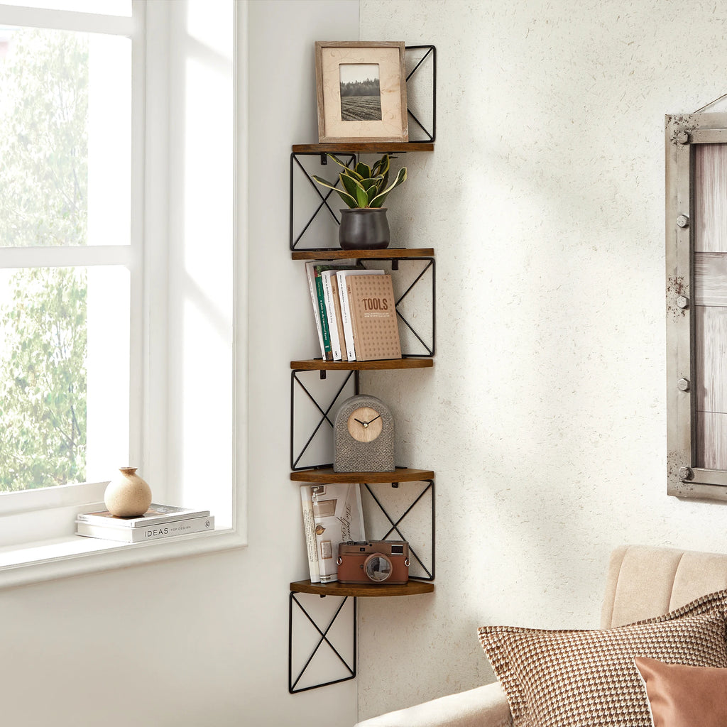 VASAGLE 5-level Zigzag Design Corner Shelf Wall Shelf Bookcase Bedroom Study living room bathroom