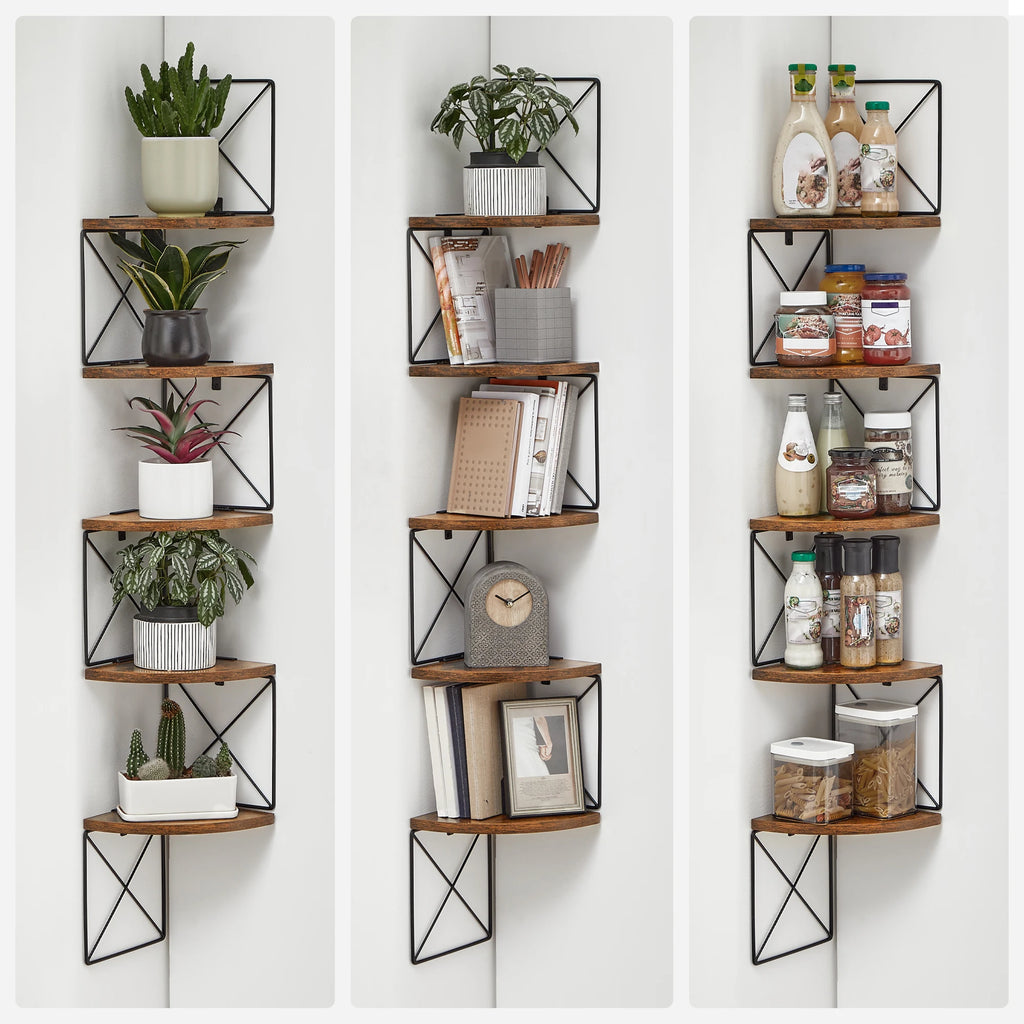 VASAGLE 5-level Zigzag Design Corner Shelf Wall Shelf Bookcase Bedroom Study living room bathroom