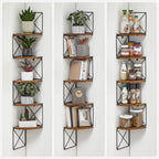 VASAGLE 5-level Zigzag Design Corner Shelf Wall Shelf Bookcase Bedroom Study living room bathroom