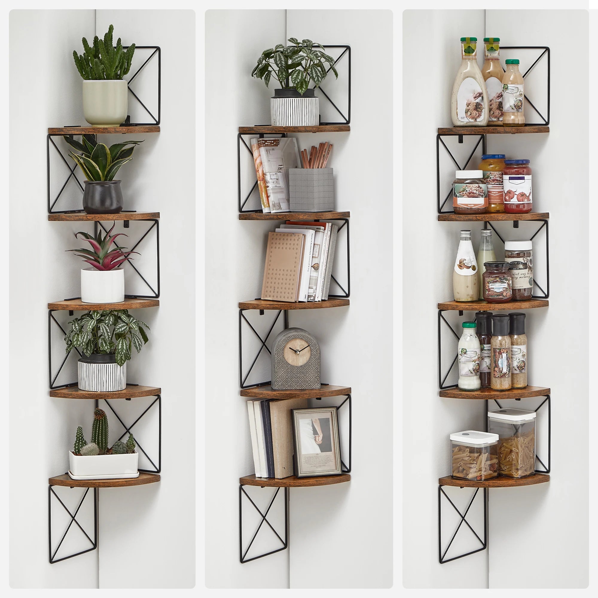 VASAGLE 5-level Zigzag Design Corner Shelf Wall Shelf Bookcase Bedroom Study living room bathroom