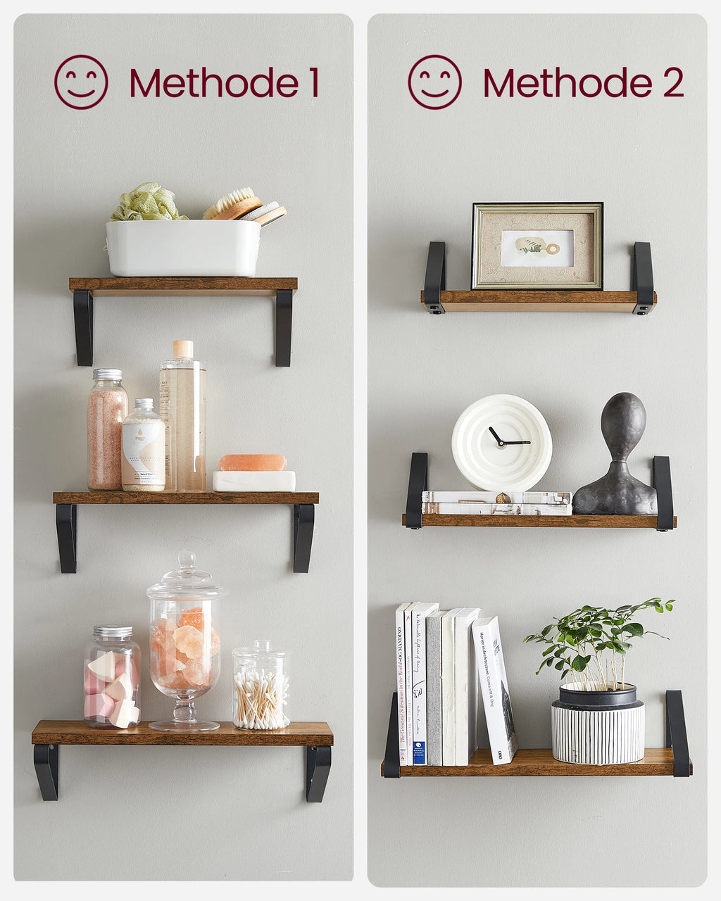 VASAGLE wall shelf industrial design suspension rack set of 3 wall mounted
