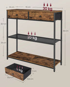VASAGLE Console table, side table with 2 fabric drawers, hallway table, 24x76x80cm
