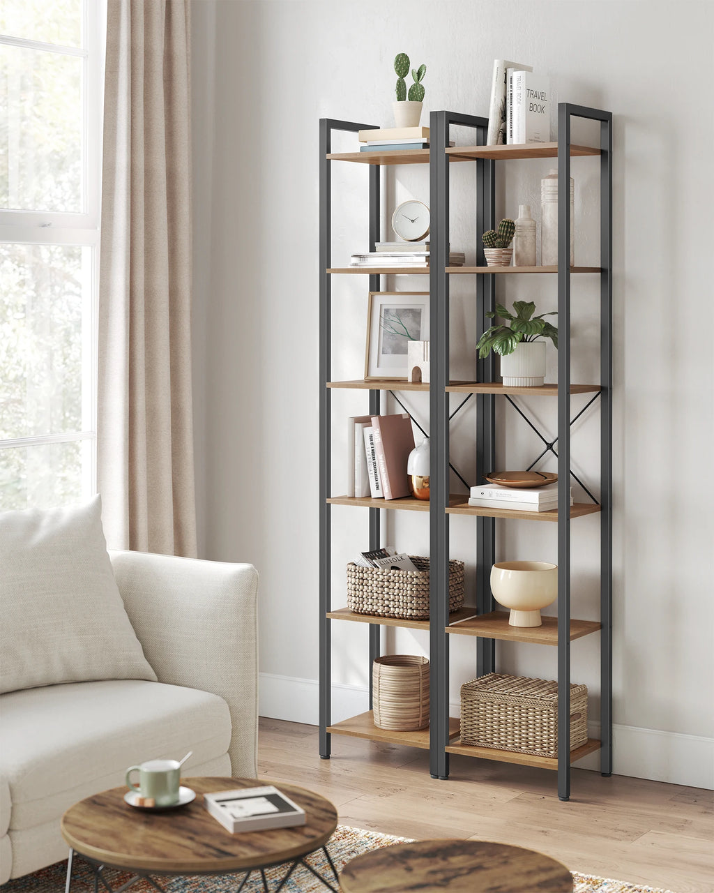 SONGMICS shoe rack / bookcase with 10 compartments, shoe cabinet, 30x40x30 cm per compartment, narrow, with doors, steel frame
