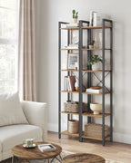 SONGMICS shoe rack / bookcase with 10 compartments, shoe cabinet, 30x40x30 cm per compartment, narrow, with doors, steel frame