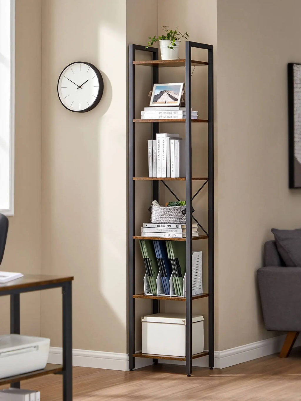 SONGMICS shoe rack / bookcase with 10 compartments, shoe cabinet, 30x40x30 cm per compartment, narrow, with doors, steel frame