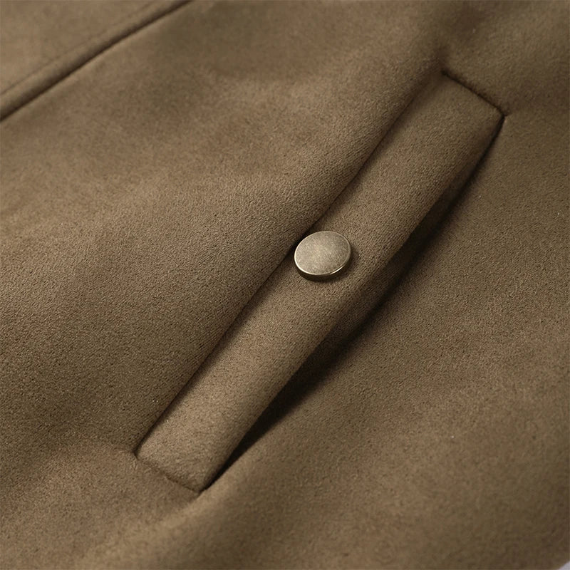 HIGH NECK SNAP CLOSURE METAL BUTTON JACKET