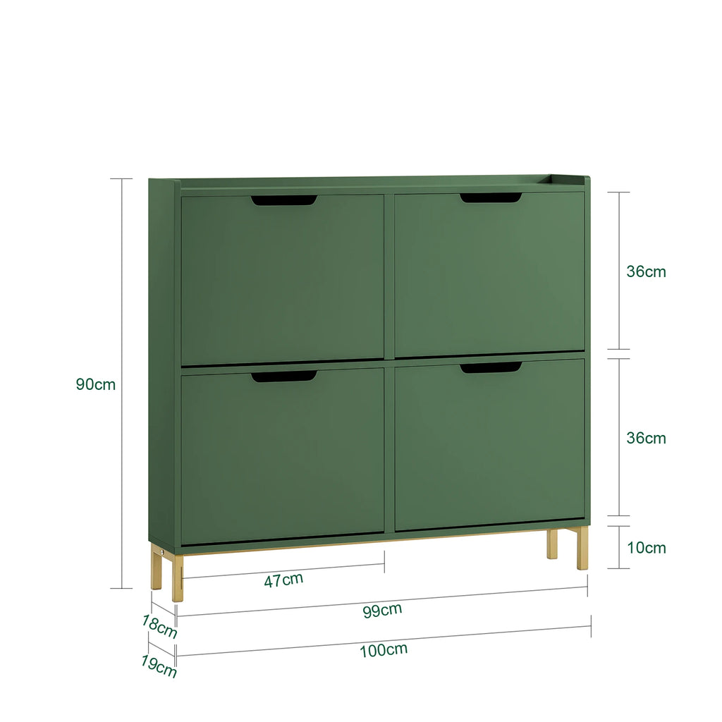 SoBuy FSR100 4 flap shoe rack 8 shelf surface shoe cabinet narrow shoe chest of drawers shoe shelf