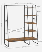 VASAGLE dresses stand, with dresses Rod, shoe shelf, 6 removable hooks