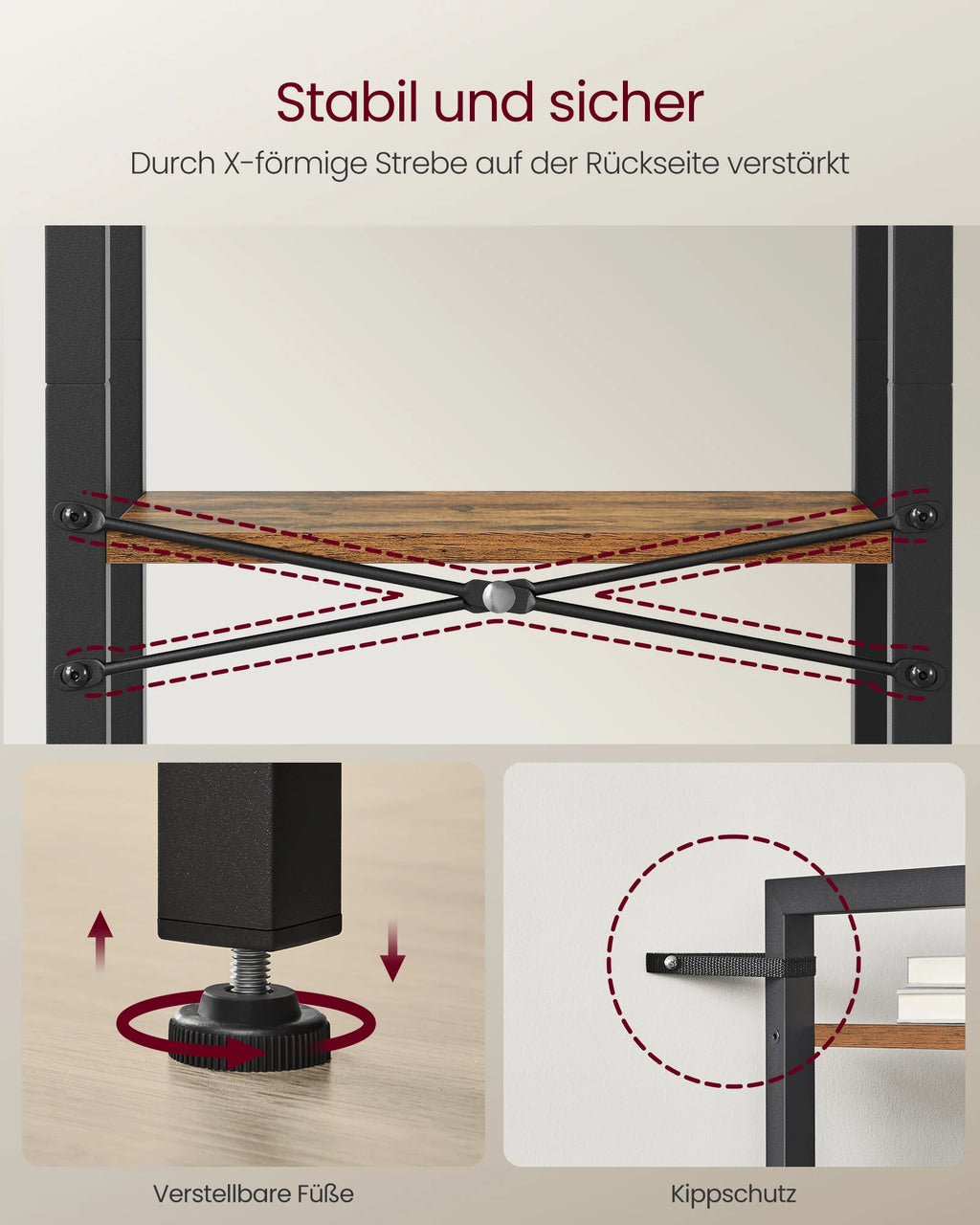 VASAGLE 3-level office Shelf Open Shelf office living room Bedroom Shelf Bookshelf