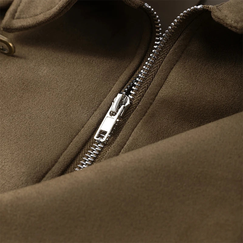 HIGH NECK SNAP CLOSURE METAL BUTTON JACKET