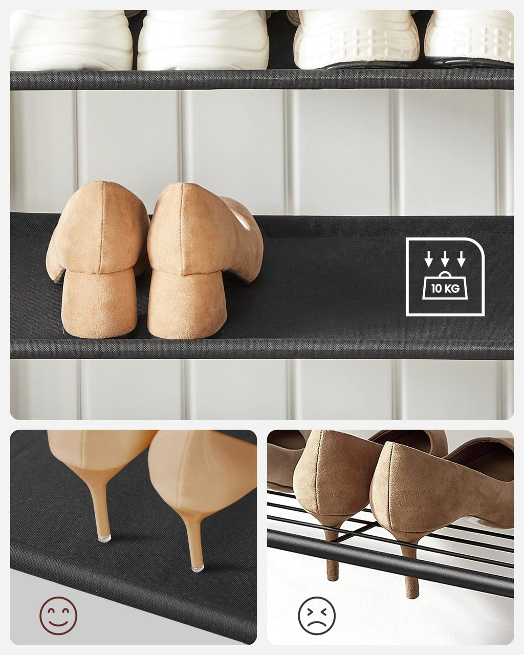 VASAGLE coat rack, wardrobe with shoe bench, dresses stand, dresses Rod, 9 removable hooks, 32.2X64x180 cm